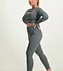 custom grey long sleeve crop top